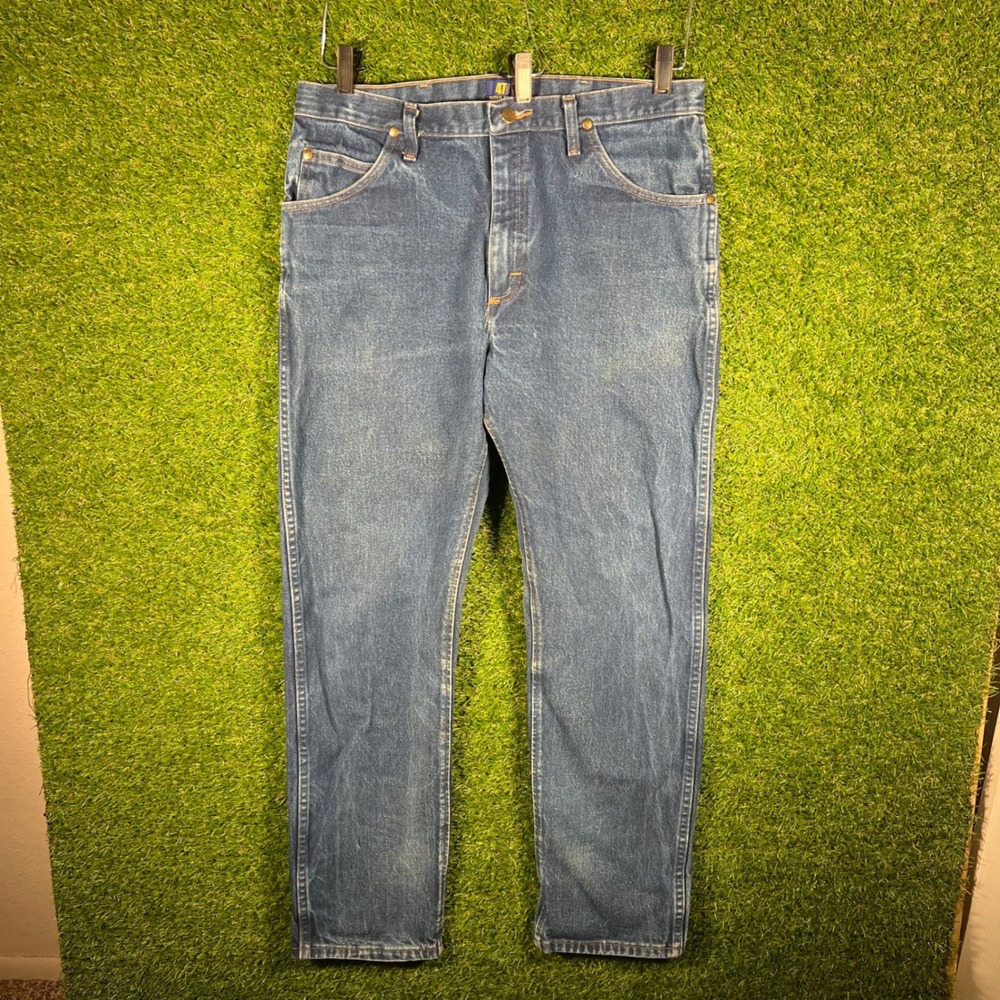 Wrangler‎ 47MWZ Regular Fit Cowboy Cut Jeans Mens 34x32 Blue Denim
